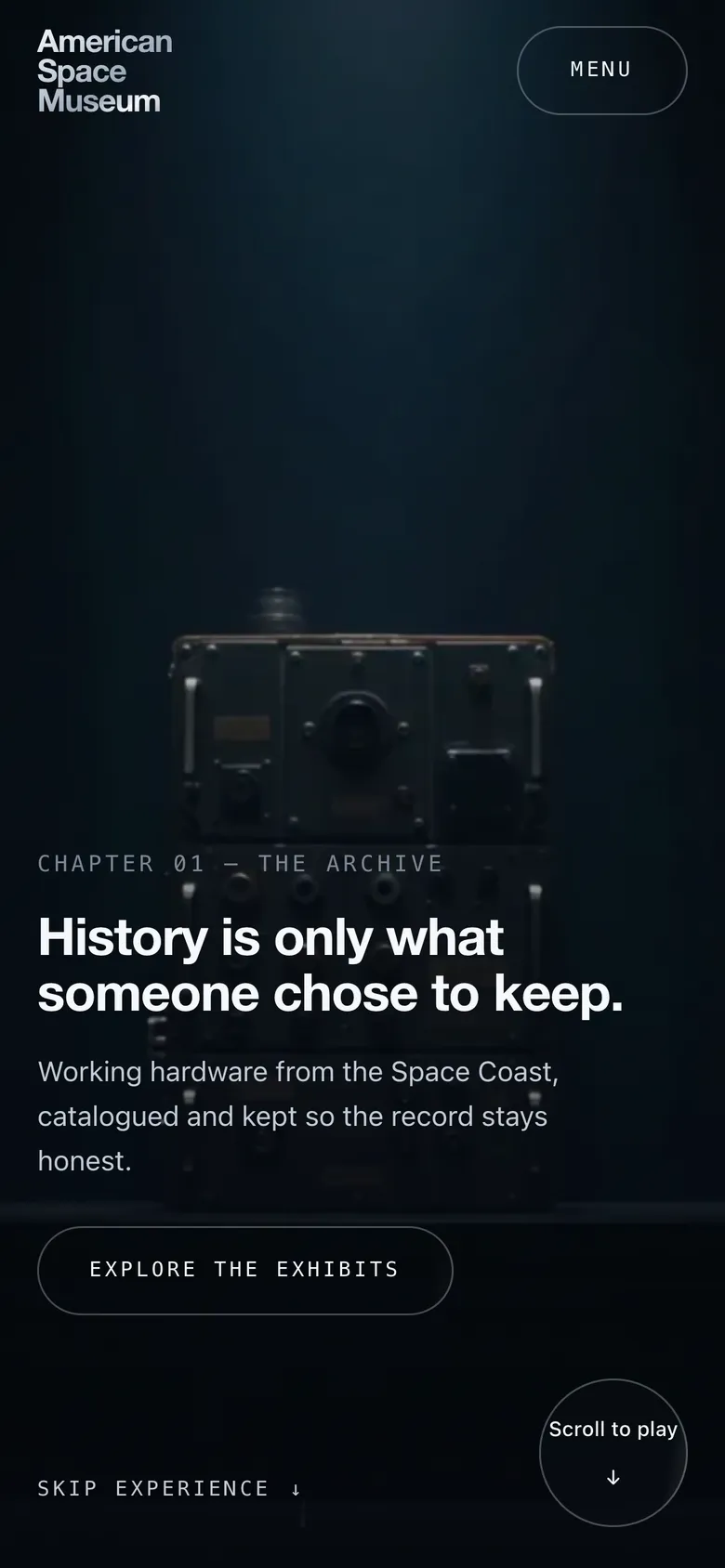 American Space Museum website on a phone